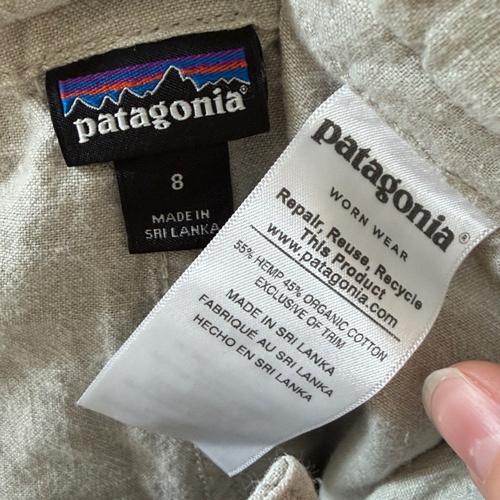 patagonia hemp organic cotton blend mini shorts casual size 8 natural oat beige - Picture 2 of 3